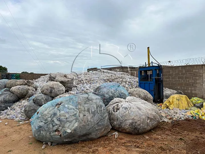 collected PET bottles in Nigeria recycling plant