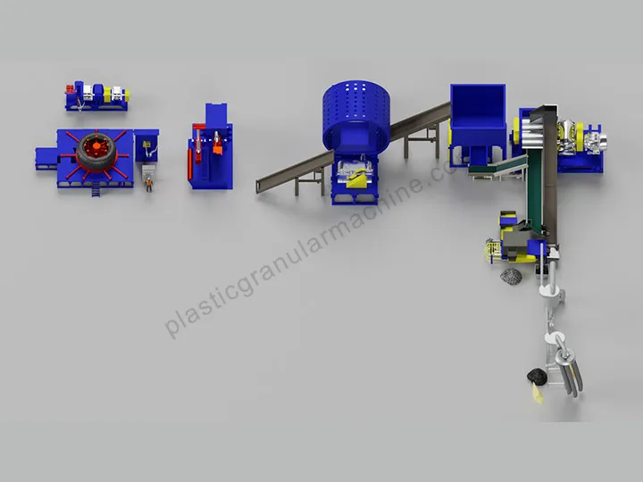 OTR tire recycling line