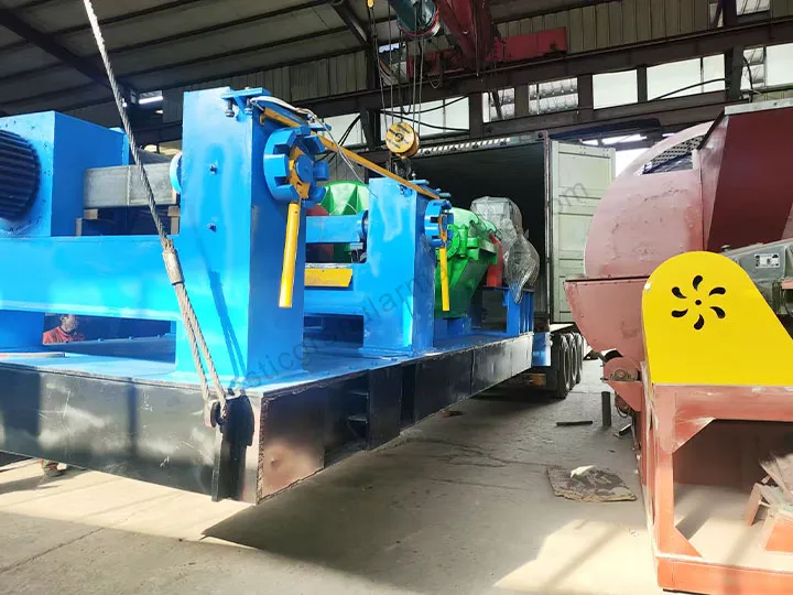 Tire grinder loaded for shipment to Qatar