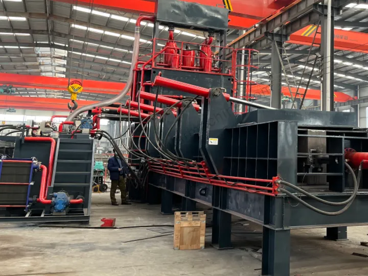 the complete hydraulic system of a gantry shear, showing the power unit, cylinders, and hose network