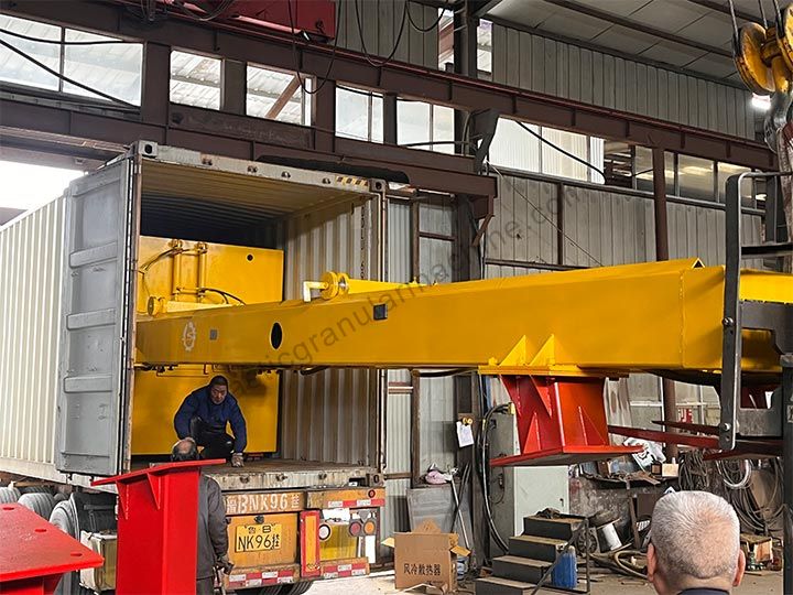 OTR tire debeader loaded and ready for shipment