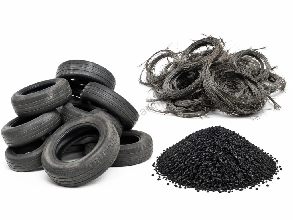 steel tire wire scrap and rubber recycling