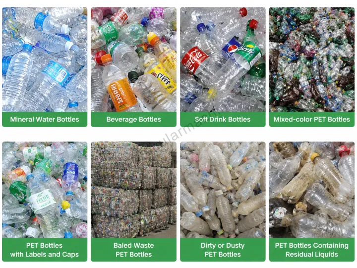 various PET bottles can be processed
