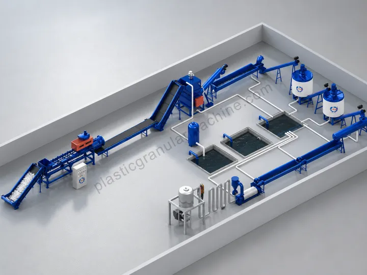 water recycling design of the PET flakes washing line